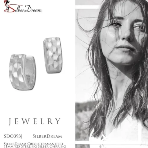 SilberDream Creole diamantiert 11mm 925 Sterling Silber Ohrring SDO393J
