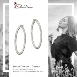 SilberDream Creole Diamantschliff 6cm 925 Sterling Silber Damen Ohrring SDO67366