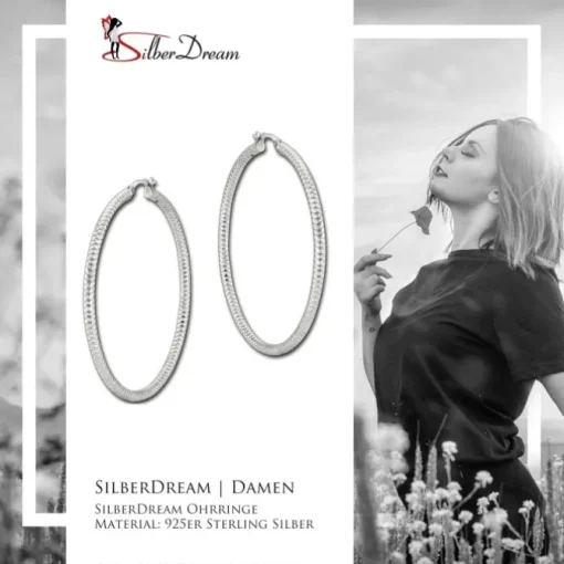 SilberDream Creole Diamant-Cut 6cm 925 Sterling Silber Damen Ohrring SDO67386