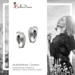 SilberDream Creole Doppel-Welle Zirkonia weiß 925 Sterling Silber Damen SDO4322W