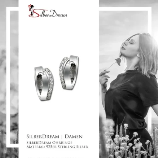 SilberDream Creole Doppel-Welle Zirkonia weiß 925 Sterling Silber Damen SDO4322W
