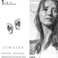 SilberDream Creole Doppel-Welle Zirkonia weiß 925 Sterling Silber Damen SDO4322W