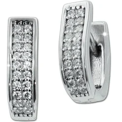 SilberDream Creole Double Zirkonia weiß 925 Sterling Silber Damen SDO4408W
