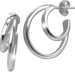 SilberDream Creole Double 925 Sterling Silber Damen Ohrringe SDO4453J