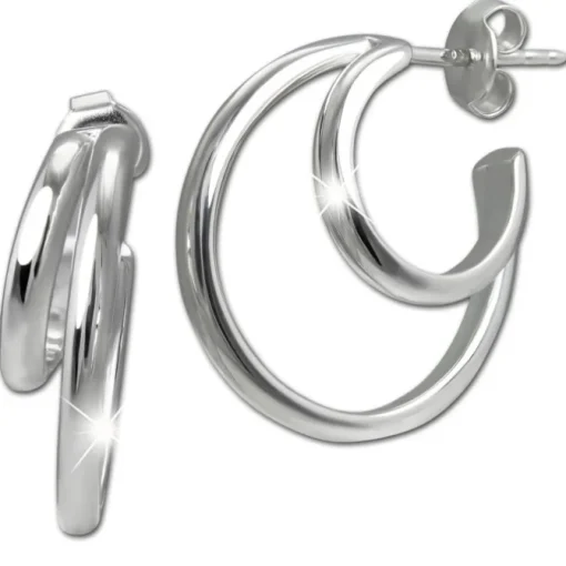 SilberDream Creole Double 925 Sterling Silber Damen Ohrringe SDO4453J