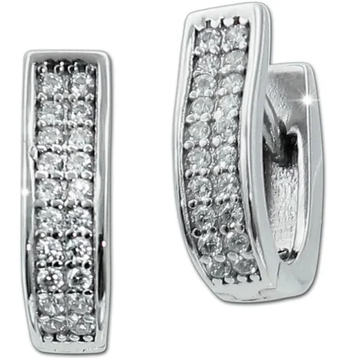 SilberDream Creole Double Zirkonia weiß 925 Sterling Silber Damen SDO4408W