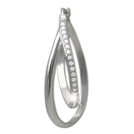 SilberDream Creole Double Zirkonia 925 Sterling Silber Damen Ohrringe SDO4451W