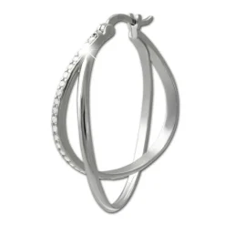 SilberDream Creole Double Zirkonia 925 Sterling Silber Damen Ohrringe SDO4451W