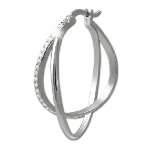 SilberDream Creole Double Zirkonia 925 Sterling Silber Damen Ohrringe SDO4451W