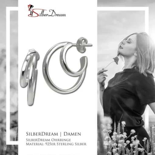 SilberDream Creole Double 925 Sterling Silber Damen Ohrringe SDO4453J