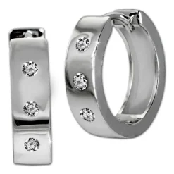SilberDream Creole drei Zirkonia weiß 925 Sterling Silber Damen SDO4361W
