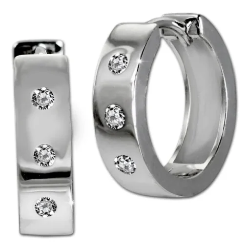 SilberDream Creole drei Zirkonia weiß 925 Sterling Silber Damen SDO4361W