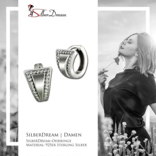 SilberDream Creole Dreieck Zirkonia weiß 925 Sterling Silber Damen SDO4333W