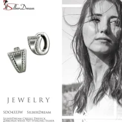SilberDream Creole Dreieck Zirkonia weiß 925 Sterling Silber Damen SDO4333W