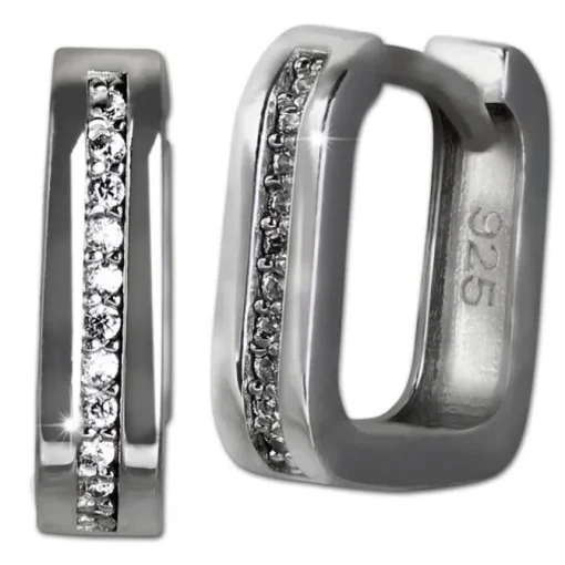SilberDream Creole -eckig- Zirkonia weiß 925er Silber Damen SDO4363S