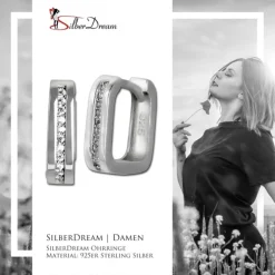 SilberDream Creole -eckig- Zirkonia weiß 925er Silber Damen SDO4363S