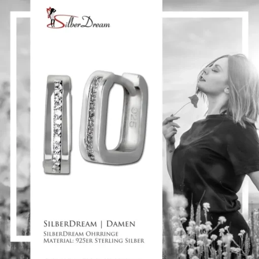 SilberDream Creole -eckig- Zirkonia weiß 925er Silber Damen SDO4363S