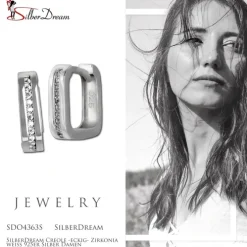SilberDream Creole -eckig- Zirkonia weiß 925er Silber Damen SDO4363S