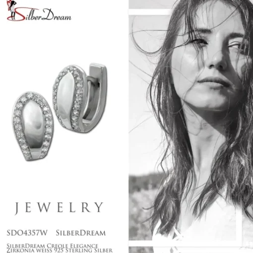 SilberDream Creole Elegance Zirkonia weiß 925 Sterling Silber Damen SDO4357W