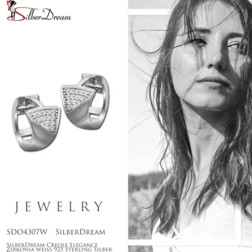 SilberDream Creole Elegance Zirkonia weiß 925 Sterling Silber Damen SDO4307W