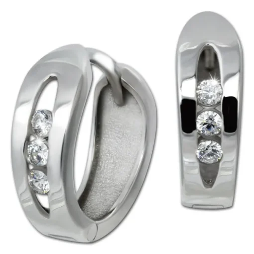 SilberDream Creole 3er Zirkonia weiß 925 Sterling Silber Damen SDO4411W