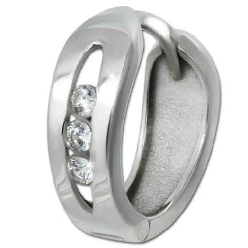 SilberDream Creole 3er Zirkonia weiß 925 Sterling Silber Damen SDO4411W