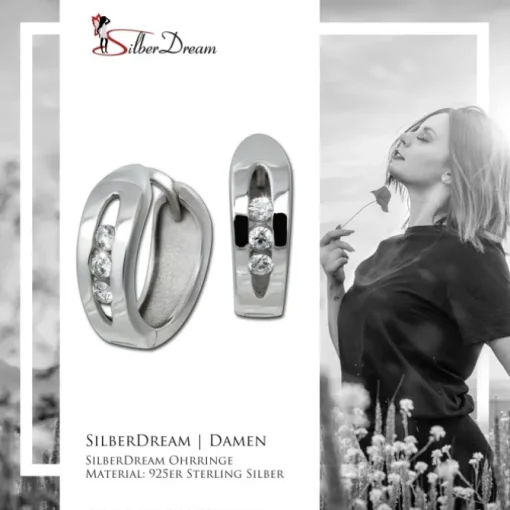 SilberDream Creole 3er Zirkonia weiß 925 Sterling Silber Damen SDO4411W