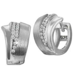 SilberDream Creole Fächer Zirkonia weiß 925 Sterling Silber Damen SDO4368W
