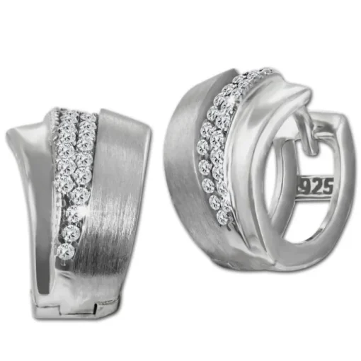 SilberDream Creole Fächer Zirkonia weiß 925 Sterling Silber Damen SDO4368W
