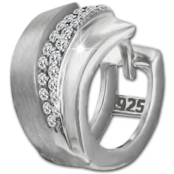 SilberDream Creole Fächer Zirkonia weiß 925 Sterling Silber Damen SDO4368W