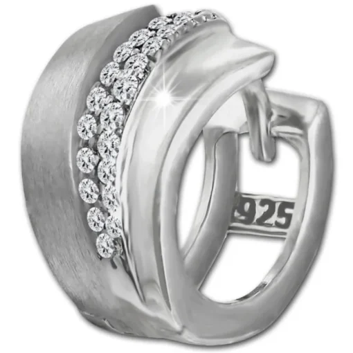 SilberDream Creole Fächer Zirkonia weiß 925 Sterling Silber Damen SDO4368W