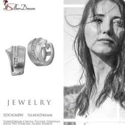 SilberDream Creole Fächer Zirkonia weiß 925 Sterling Silber Damen SDO4368W