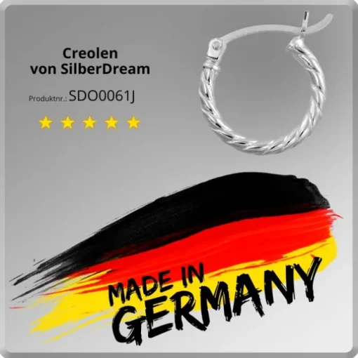SilberDream Creole gedreht 15mm Damen Ohrring 925 Sterling Silber SDO0061J