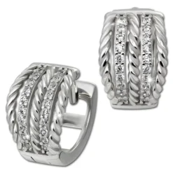 SilberDream Creole Geflecht Zirkonia weiß 925 Sterling Silber Damen SDO4412W