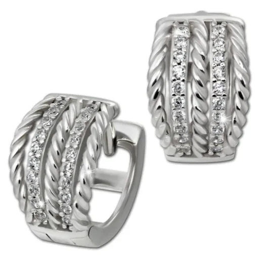 SilberDream Creole Geflecht Zirkonia weiß 925 Sterling Silber Damen SDO4412W