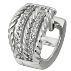 SilberDream Creole Geflecht Zirkonia weiß 925 Sterling Silber Damen SDO4412W