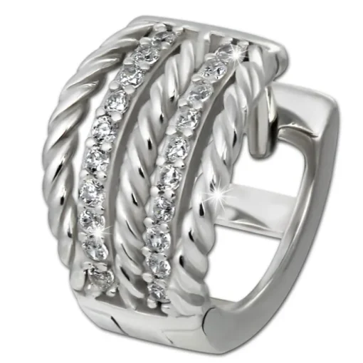 SilberDream Creole Geflecht Zirkonia weiß 925 Sterling Silber Damen SDO4412W