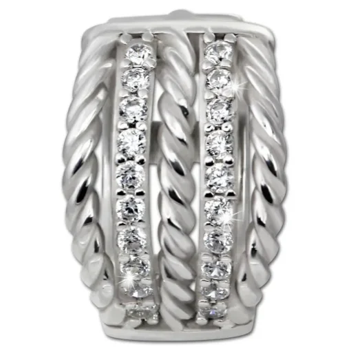 SilberDream Creole Geflecht Zirkonia weiß 925 Sterling Silber Damen SDO4412W