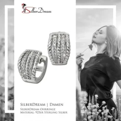 SilberDream Creole Geflecht Zirkonia weiß 925 Sterling Silber Damen SDO4412W