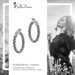 SilberDream Creole Geflecht 925 Sterling Silber Damen Ohrring SDO67312