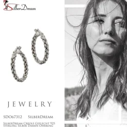 SilberDream Creole Geflecht 925 Sterling Silber Damen Ohrring SDO67312