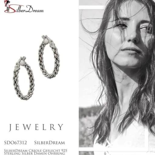SilberDream Creole Geflecht 925 Sterling Silber Damen Ohrring SDO67312