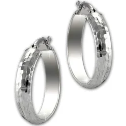 SilberDream Creole gehämmert 2,5cm 925 Sterling Silber Damen Ohrring SDO67282