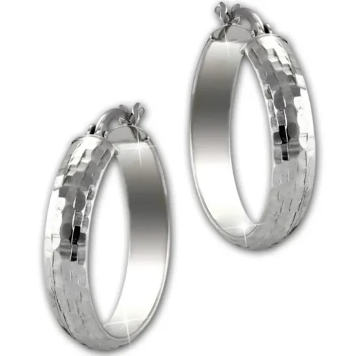 SilberDream Creole gehämmert 2,5cm 925 Sterling Silber Damen Ohrring SDO67282
