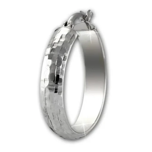 SilberDream Creole gehämmert 2,5cm 925 Sterling Silber Damen Ohrring SDO67282