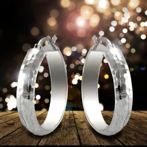 SilberDream Creole gehämmert 2,5cm 925 Sterling Silber Damen Ohrring SDO67282