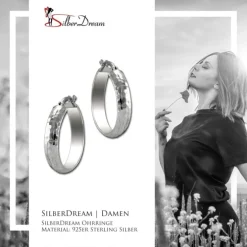 SilberDream Creole gehämmert 2,5cm 925 Sterling Silber Damen Ohrring SDO67282