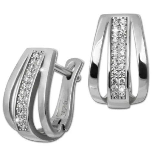 SilberDream Creole Glamour Zirkonia weiß 925 Sterling Silber Damen SDO4413W