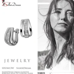 SilberDream Creole Glamour Zirkonia weiß 925 Sterling Silber Damen SDO4413W