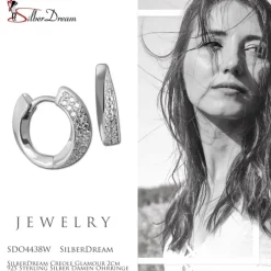 SilberDream Creole Glamour 2cm 925 Sterling Silber Damen Ohrringe SDO4438W
